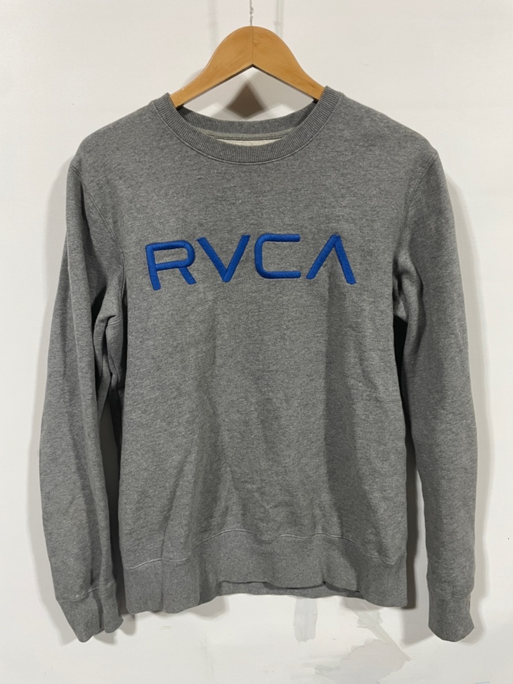 RVCA Gray Crewneck Sweatshirt with Blue Logo